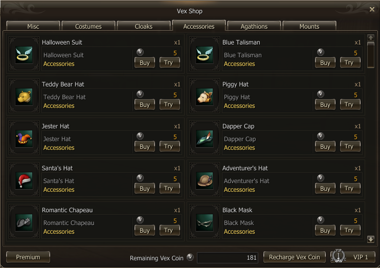 L2Vex Vex Shop accessories selection