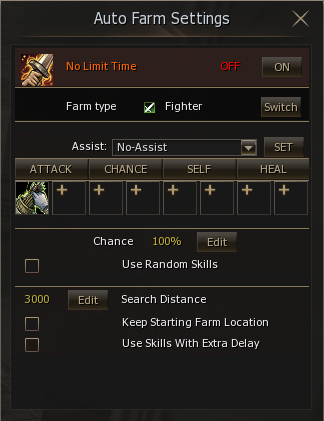 L2Vex Auto Farm settings