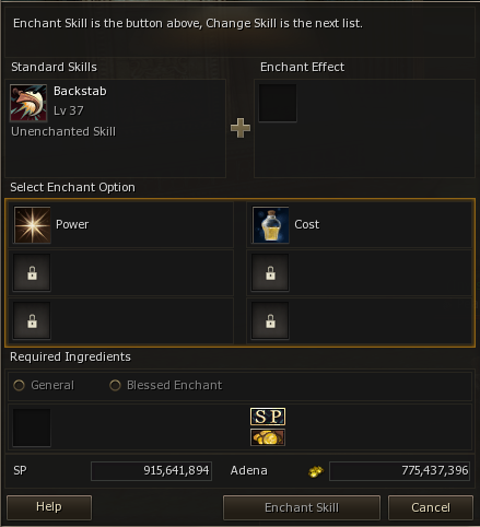 L2Vex skill enchant option window