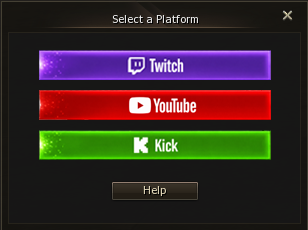 Streamer Rewards platform selection window